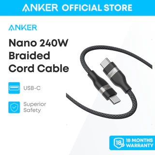 Anker Nano Dây sạc nhanh USB-C to USB-C Cáp sạc bền bỉ 240W Thiết kế bện nhiều màu dẻo dai Type C cho máy tính A82E2
