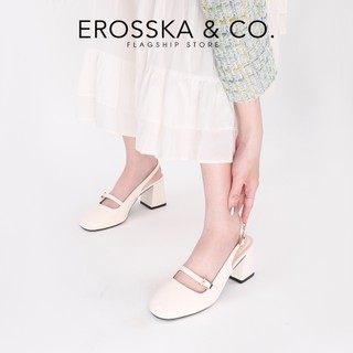 Erosska - Giày cao gót nữ quai ngang phối khóa ngang thanh lịch thời trang màu đen cao 8cm - EL070