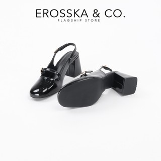 Erosska - Giày cao gót nữ quai ngang phối khóa ngang thanh lịch thời trang màu đen cao 8cm - EL070