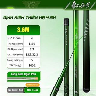 [Bảo Hành 1 Năm] Cần Câu Tay Định Kiếm Thiên Hạ 4.5H Cần Câu Đài Chính Hãng Carbon 30T+40T Cao Cấp