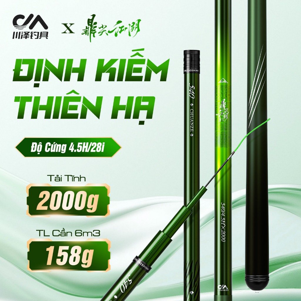 [Bảo Hành 1 Năm] Cần Câu Tay Định Kiếm Thiên Hạ 4.5H Cần Câu Đài Chính Hãng Carbon 30T+40T Cao Cấp