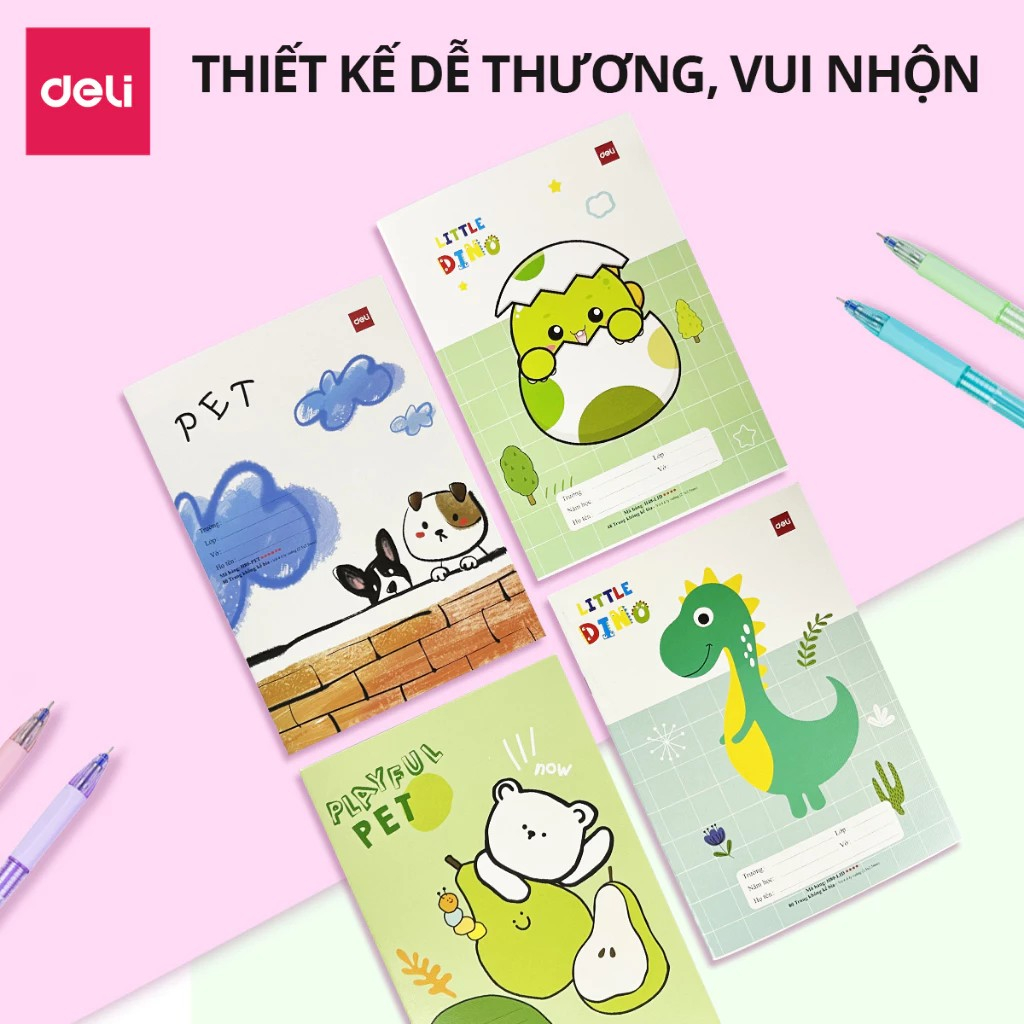Tập Vở 4 Ô Ly Deli -Tập Vở Học Sinh Tập Viết 48/80 Trang Chất Liệu Giấy Dày Hoạt Hình Dễ Thương Chống Lóa Chống Mỏi Mắt