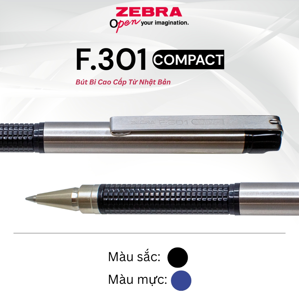 Ảnh Bút Bi Cao Cấp F.301 Compact 0.7mm Zebra Pen - Mực Xanh, Thân Kim Loại, Nhẹ 12.3g [CHÍNH HÃNG] 3