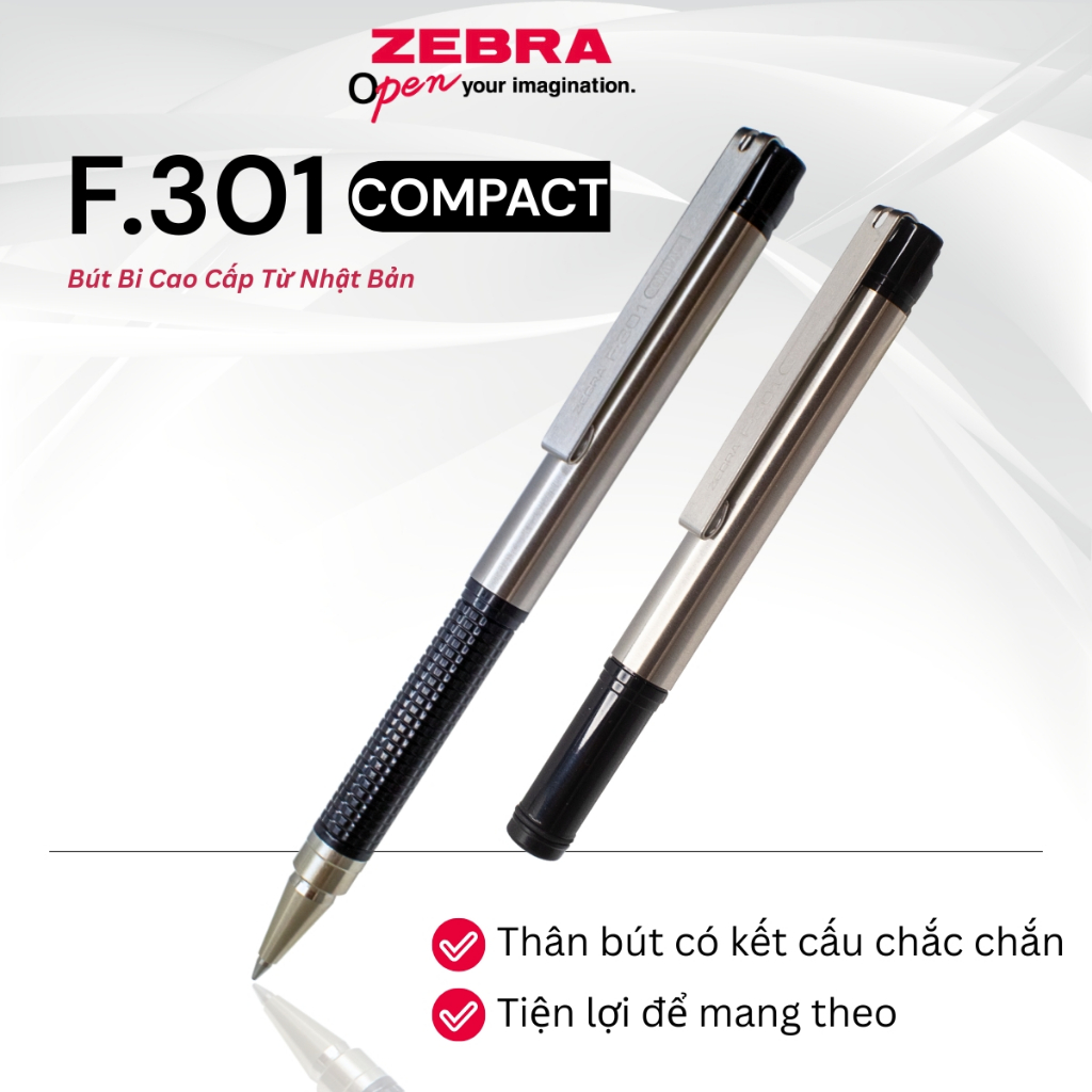 Ảnh Bút Bi Cao Cấp F.301 Compact 0.7mm Zebra Pen - Mực Xanh, Thân Kim Loại, Nhẹ 12.3g [CHÍNH HÃNG] 2