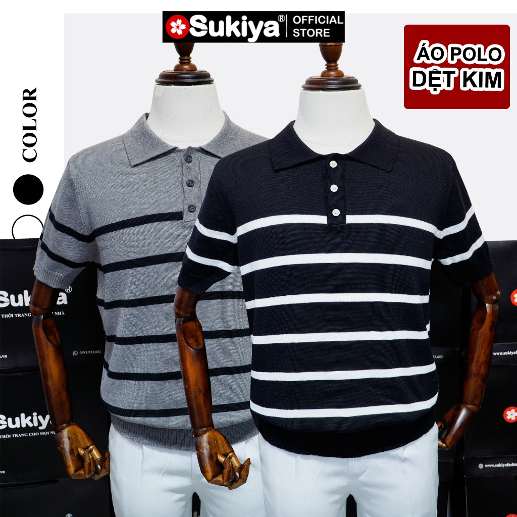 Ảnh Áo Polo Len Dệt Kim Nam SUKIYA Premium Kẻ Len Mát Cotton Thấm Mồ Hôi mùa Hè AL74 1