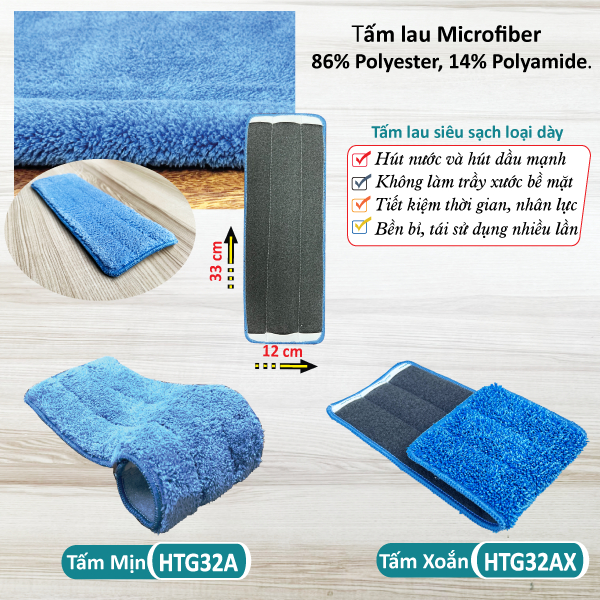 [HỎA TỐC] (KO ĐẦU NHỰA) Tấm Vải Lau Nhà Thay Thế Cây Lau Nhà Tự Vắt 2 Ngăn Thông Minh Homeinno