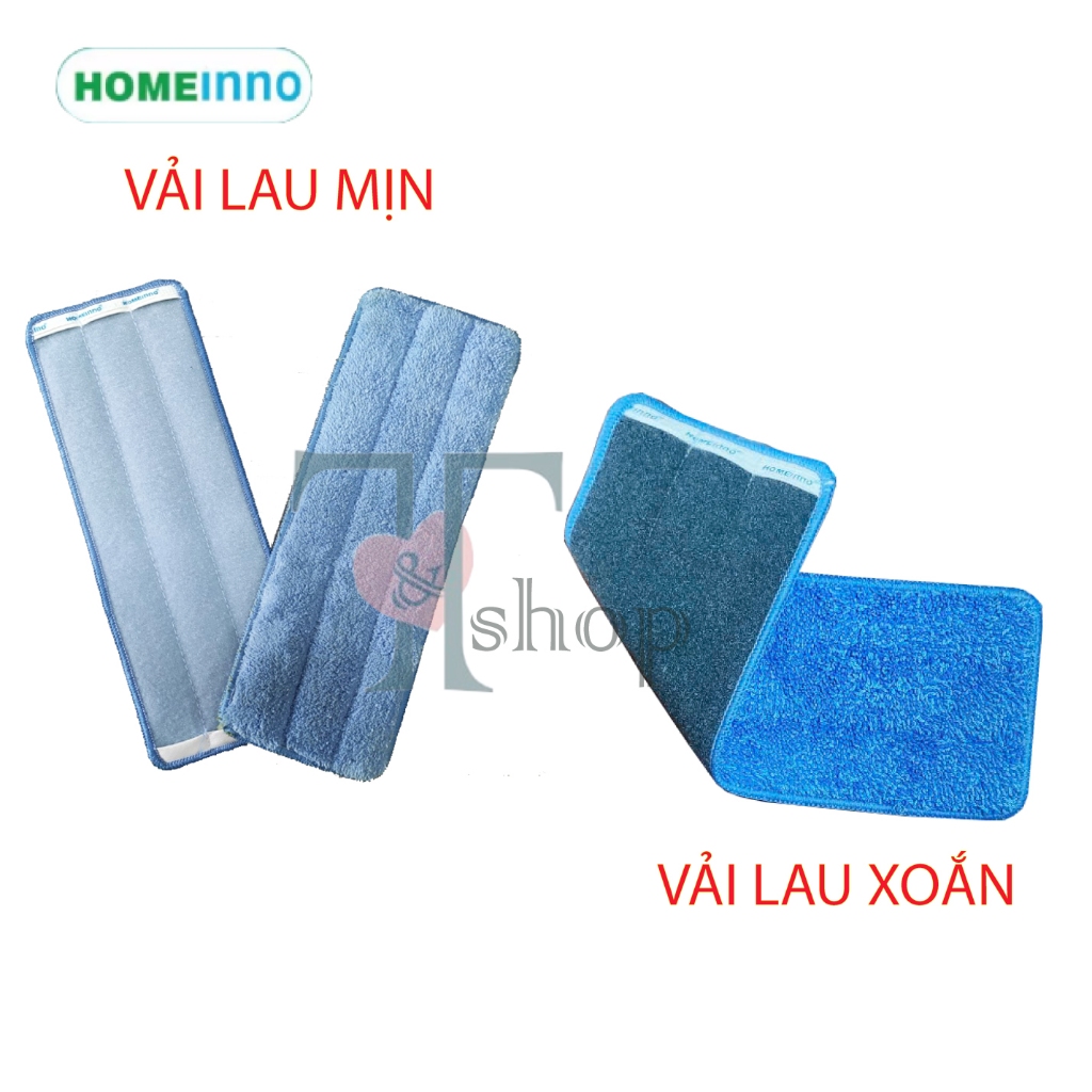 [HỎA TỐC] (KO ĐẦU NHỰA) Tấm Vải Lau Nhà Thay Thế Cây Lau Nhà Tự Vắt 2 Ngăn Thông Minh Homeinno