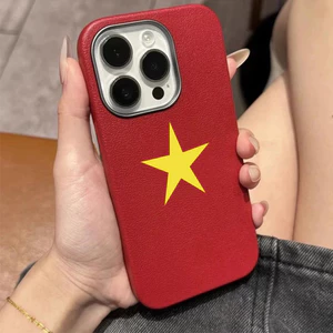 ốp iphone độc lập tự do vân da đỏ hot trend cho iphone 16prm 14promax 11 15promax 13 xsmax 14 sao vàng qn1011
