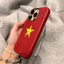 ốp iphone độc lập tự do vân da đỏ hot trend cho iphone 16prm 14promax 11 15promax 13 xsmax 14 sao vàng qn1011