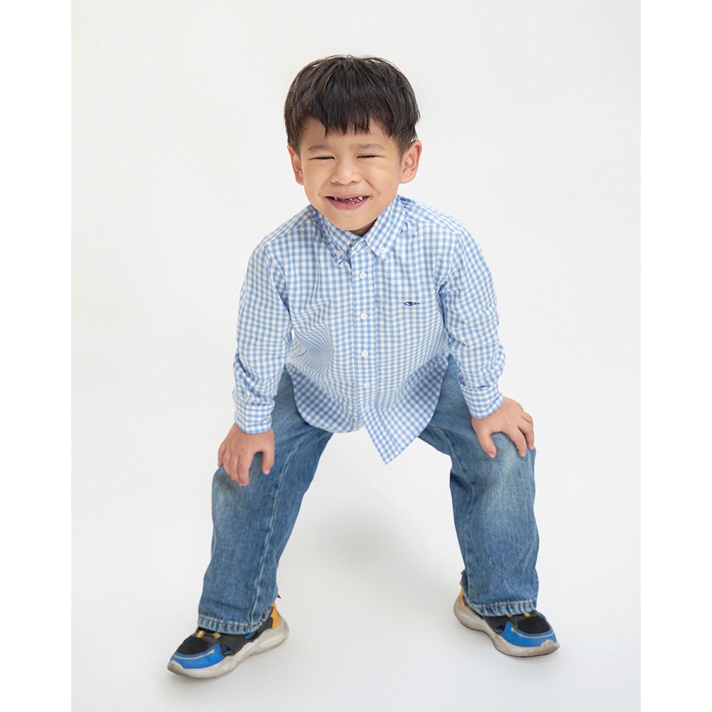 TheBlueTshirtKids - Áo sơ mi cho bé kẻ sọc tay dài cotton - BlueKid Classic Shirt
