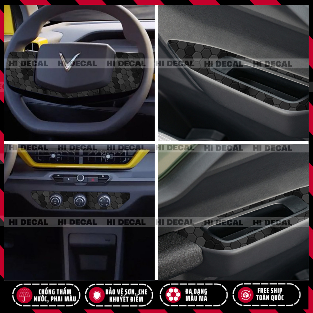 Vinfast VF3: Tem dán nội thất VF3, decal dán xe trang trí bảo vệ chống xước xe