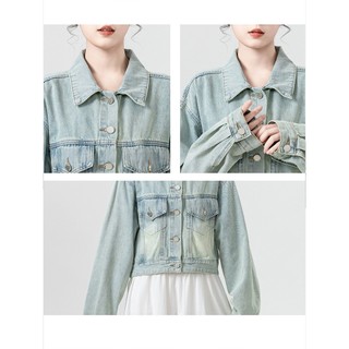 Áo Khoác Jean Bò Nữ Unisex basic form Croptop Boxy Avo Avocado cao cấp wash màu chất