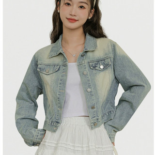 Áo Khoác Jean Bò Nữ Unisex basic form Croptop Boxy Avo Avocado cao cấp wash màu chất