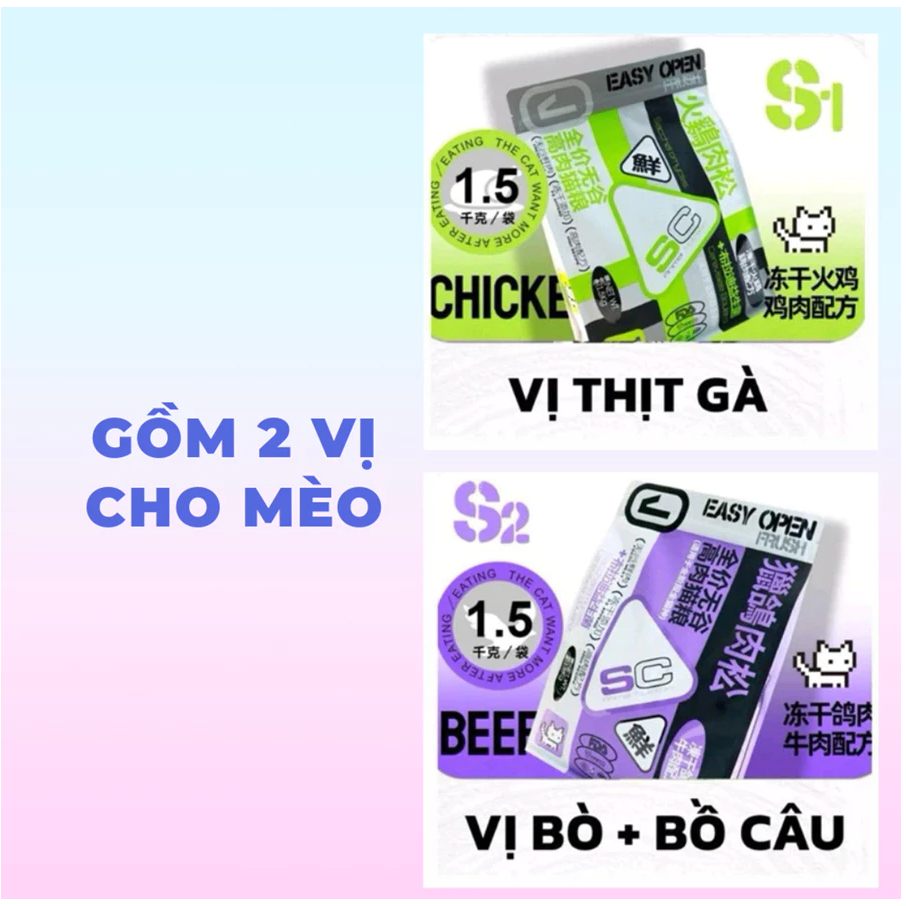Hạt S1/S2 Cho Mèo 39% Protein Hạt Không Độn Ngũ Cốc, Dinh Dưỡng Cao Hạt Cho Mèo Con & Mèo Lớn 1,5Kg