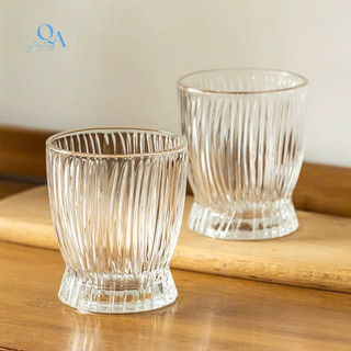 Cốc Thủy Tinh Vân Sọc Kiểu Dáng Thắt Eo Đuôi Cá | Ly Thủy Tinh Phong Cách Hàn Quốc Dễ Thương