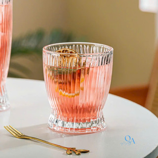 Cốc Thủy Tinh Vân Sọc Kiểu Dáng Thắt Eo Đuôi Cá | Ly Thủy Tinh Phong Cách Hàn Quốc Dễ Thương