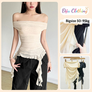 Áo Kiểu Bigsize Nữ Áo Thun Lưới Trễ Vai Cá Tính Dễ Phối Đồ Tôn Dáng Cho Chubby A280