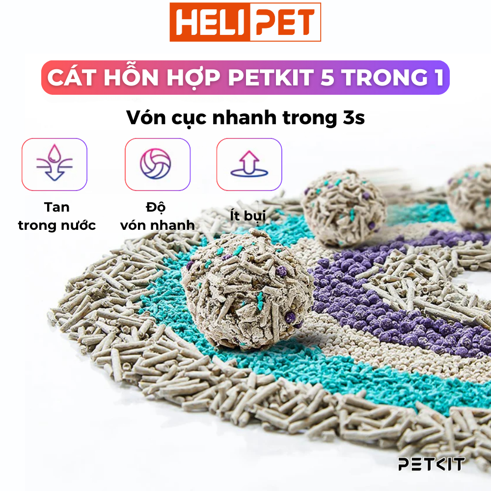 Ảnh Cát mèo cao cấp PETKIT 5in1 Mix Đậu Nành và Đất Sét Khử Mùi Và Vón Tốt, Xả Tolet, Tan Trong Nước 2