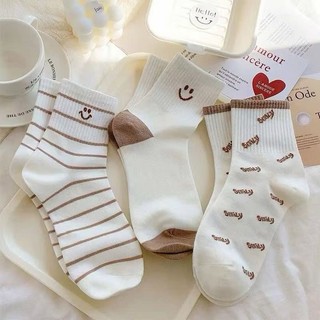 IK Tất Vớ Tone Nâu Cao Cổ, Cổ Ngắn Viền Ren Chất Liệu Cotton V9
