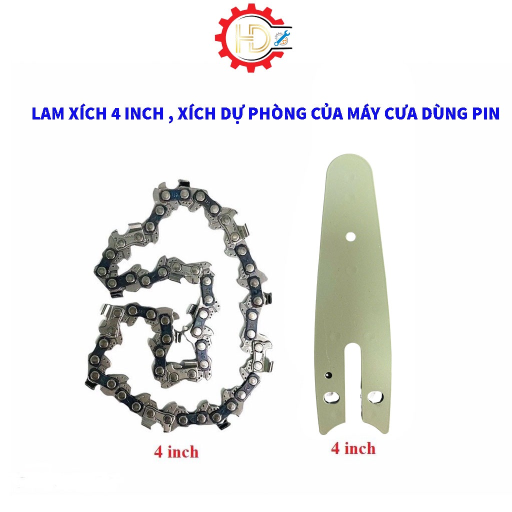 Lam xích 4 inch, lam xích 4 inch thay thế cho máy cưa pin, chất liệu hợp kim thép cao cấp, bền.