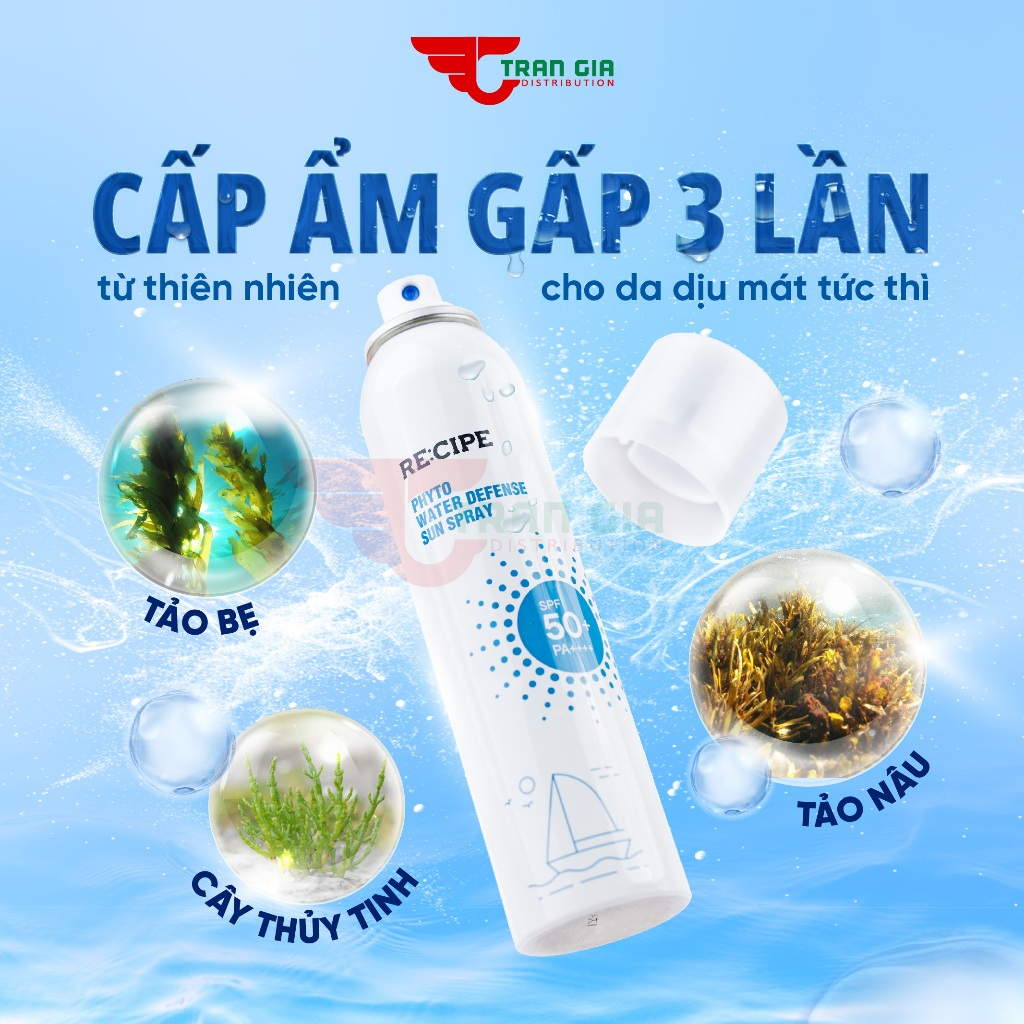 Ảnh Xịt Chống Nắng RECIPE với chỉ SPF50+ PA+++ giúp chống nắng lâu trôi, an toàn dịu nhẹ với làn da 4