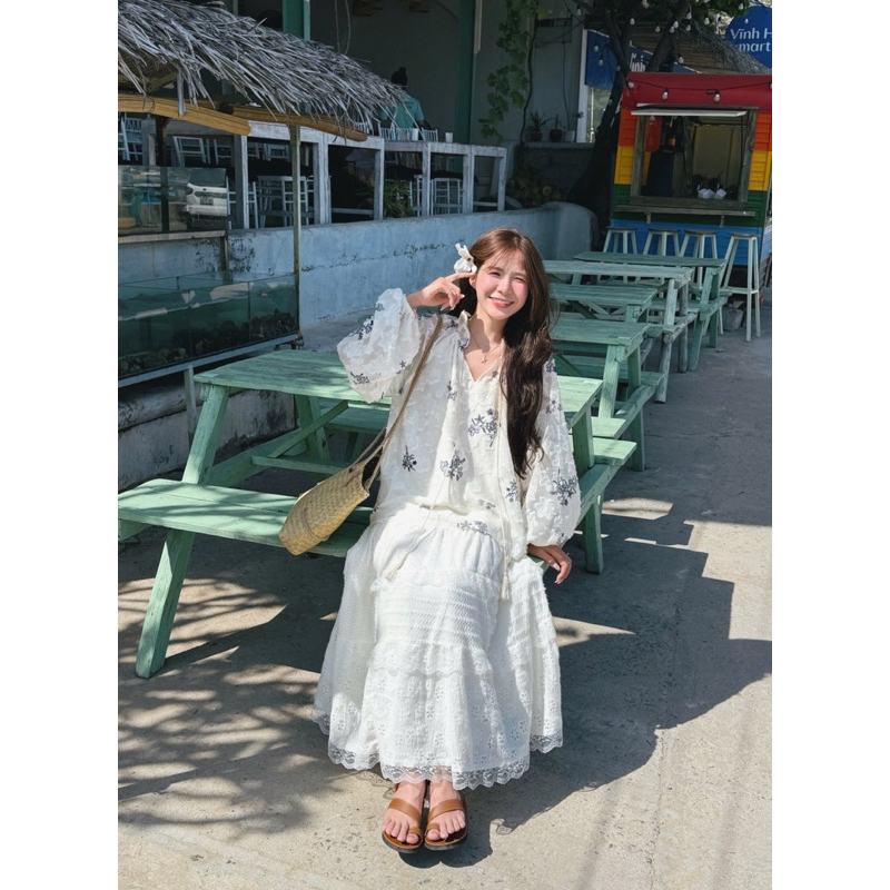 Áo tay bồng cổ bèo babydoll nữ the.sweaterweather TSW