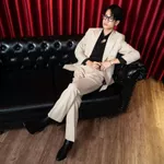 Blazer màu be 2 hàng khuy Addikt Beige Double Breasted - Áo khoác Blazer 6x2 peak lapels classic vibe, áo Blazer ve nhọn — ảnh 4