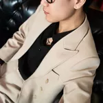Blazer màu be 2 hàng khuy Addikt Beige Double Breasted - Áo khoác Blazer 6x2 peak lapels classic vibe, áo Blazer ve nhọn — ảnh 6