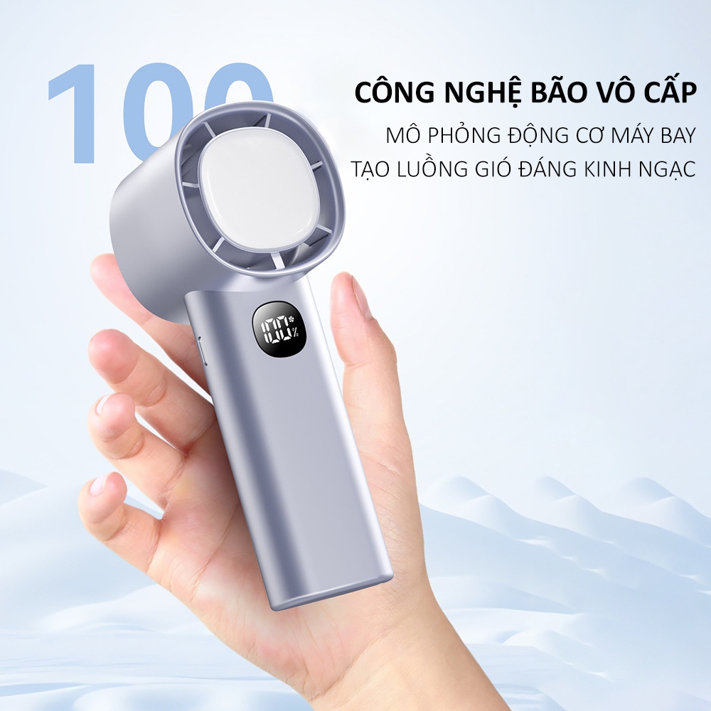 Tốc độ cao ​​100 tốc độ ​​Quạt, Quạt Mini phong cách mới nhất, có đèn, Quạt cầm tay sạc pin