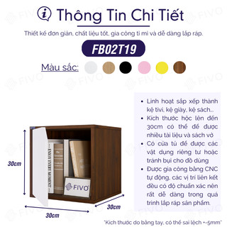 Kệ Sách Gỗ Tổ Ong Decor Linh Động FIVO FB02, Các Ô Tách Rời Di Chuyển Dễ Dàng, Có Kèm Tấm Lưng, Hộc Tủ Rộng Rãi