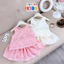 Set Bộ Bé Gái Áo Hai Dây Phối Chân Chất Thô Thêu Cho Bé Đi Chơi Đi Biển
