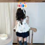 Set Áo Váy Bé Gái 2 Dây Phối Nơ Sau Kèm Quần Váy Bí Siêu Xinh