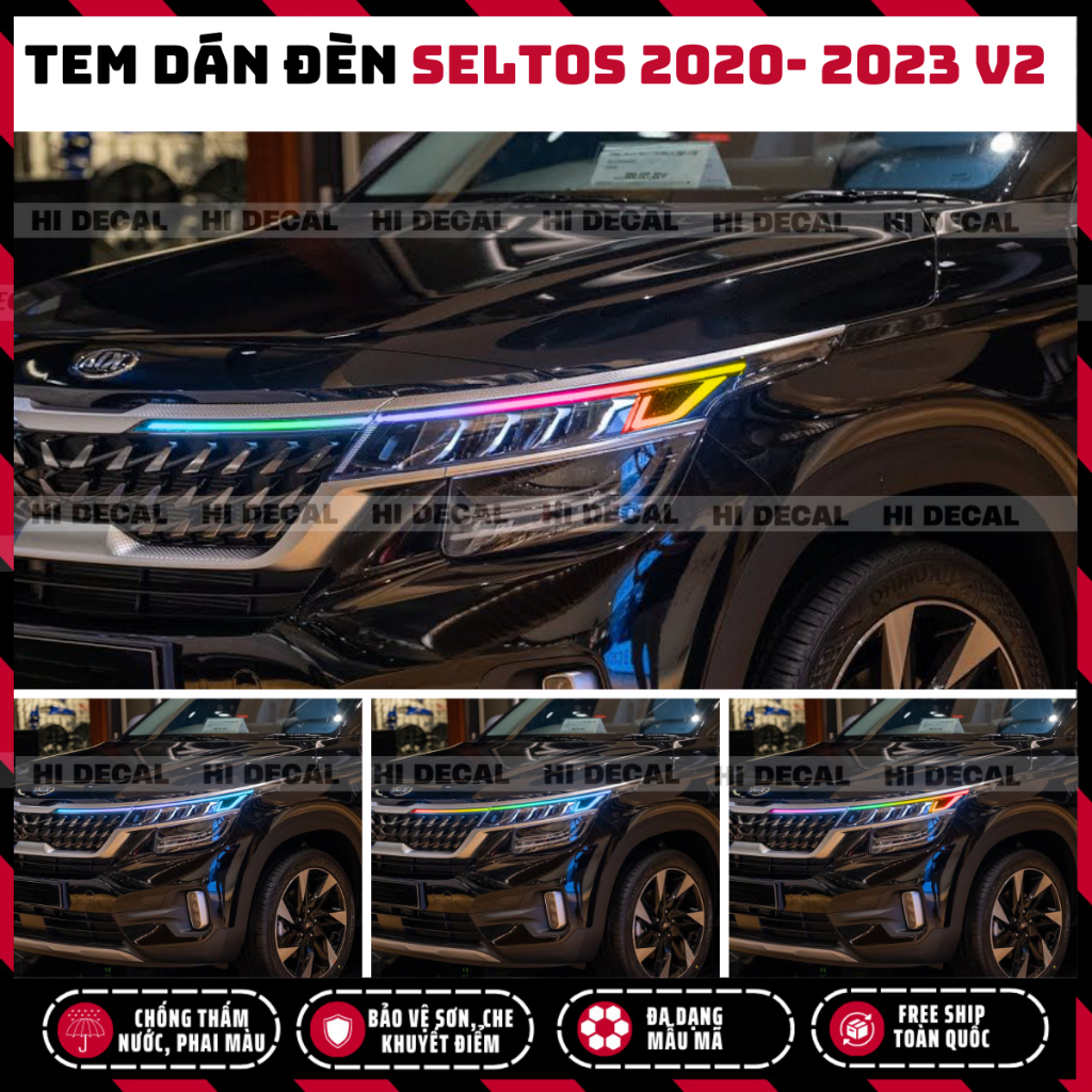 Tem đèn KIA Seltos 2020 - 2023 V2 đổi màu, decal đổi màu dán đèn KIA Seltos trang trí  bảo vệ đèn xe - Hidecal