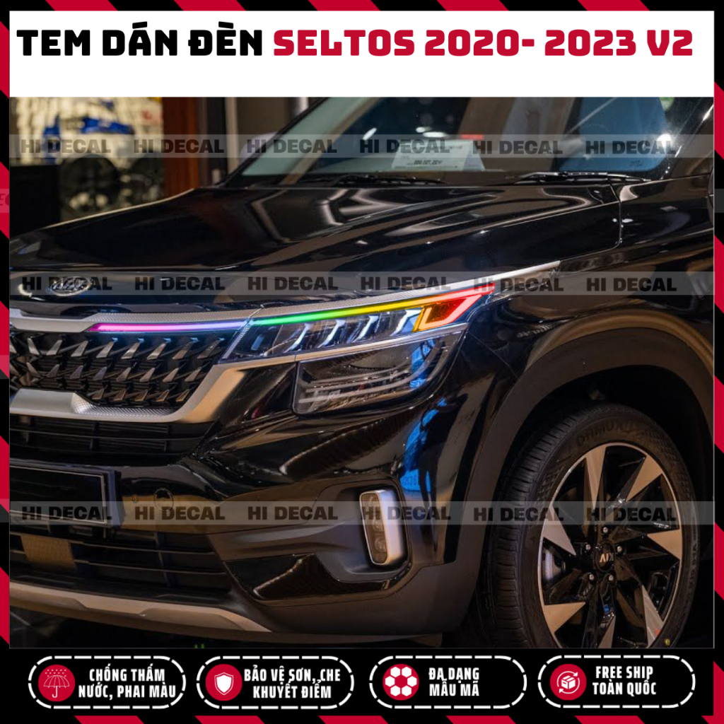 Tem đèn KIA Seltos 2020 - 2023 V2 đổi màu, decal đổi màu dán đèn KIA Seltos trang trí  bảo vệ đèn xe - Hidecal