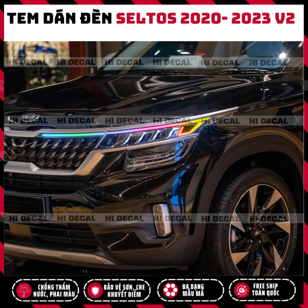 Tem đèn KIA Seltos 2020 - 2023 V2 đổi màu, decal đổi màu dán đèn KIA Seltos trang trí  bảo vệ đèn xe - Hidecal