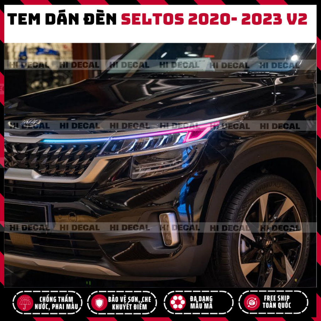 Tem đèn KIA Seltos 2020 - 2023 V2 đổi màu, decal đổi màu dán đèn KIA Seltos trang trí  bảo vệ đèn xe - Hidecal