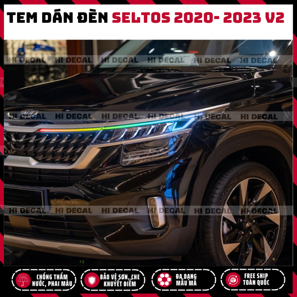 Tem đèn KIA Seltos 2020 - 2023 V2 đổi màu, decal đổi màu dán đèn KIA Seltos trang trí  bảo vệ đèn xe - Hidecal