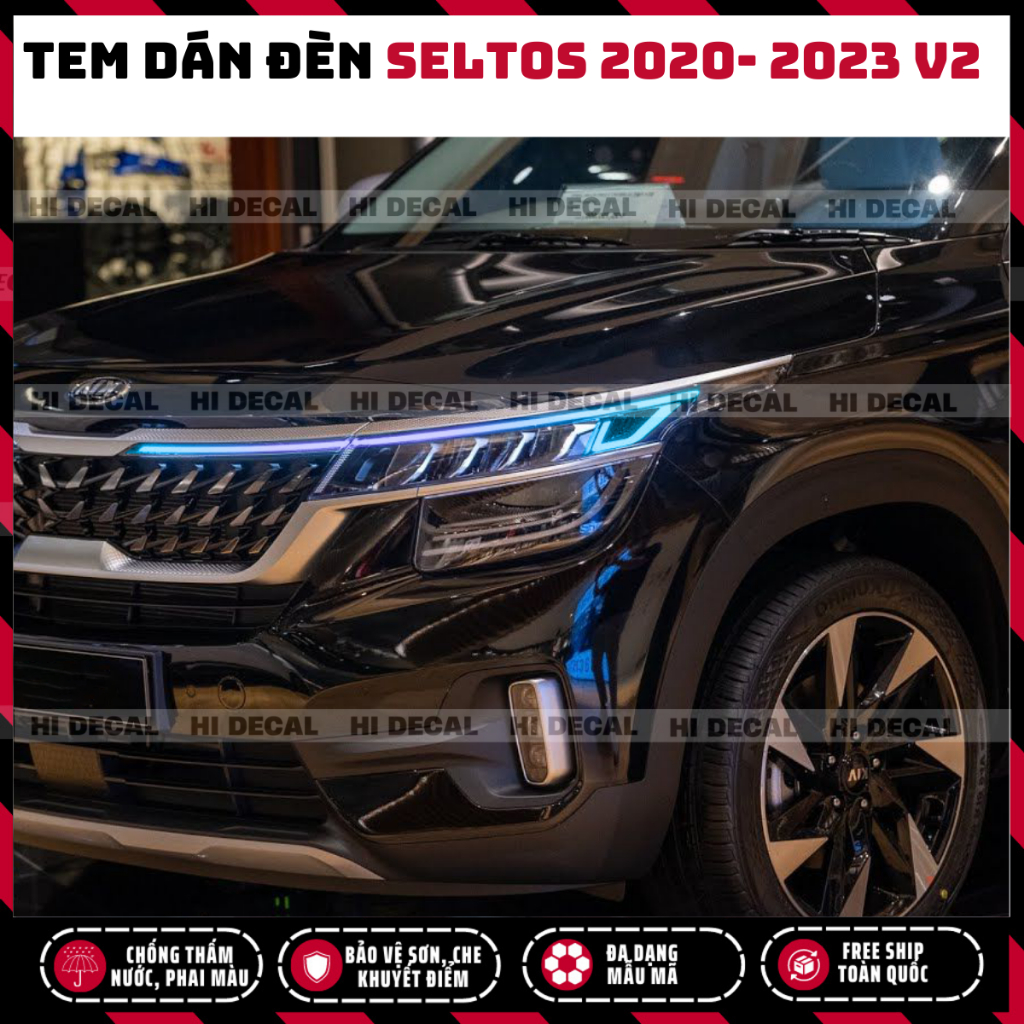 Tem đèn KIA Seltos 2020 - 2023 V2 đổi màu, decal đổi màu dán đèn KIA Seltos trang trí  bảo vệ đèn xe - Hidecal