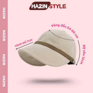 Mũ vành rộng chống nắng HAZIN chất vải kaki, mũ lưỡi trai có móc đeo khẩu trang unisex thời trang phong cách Hàn Quốc