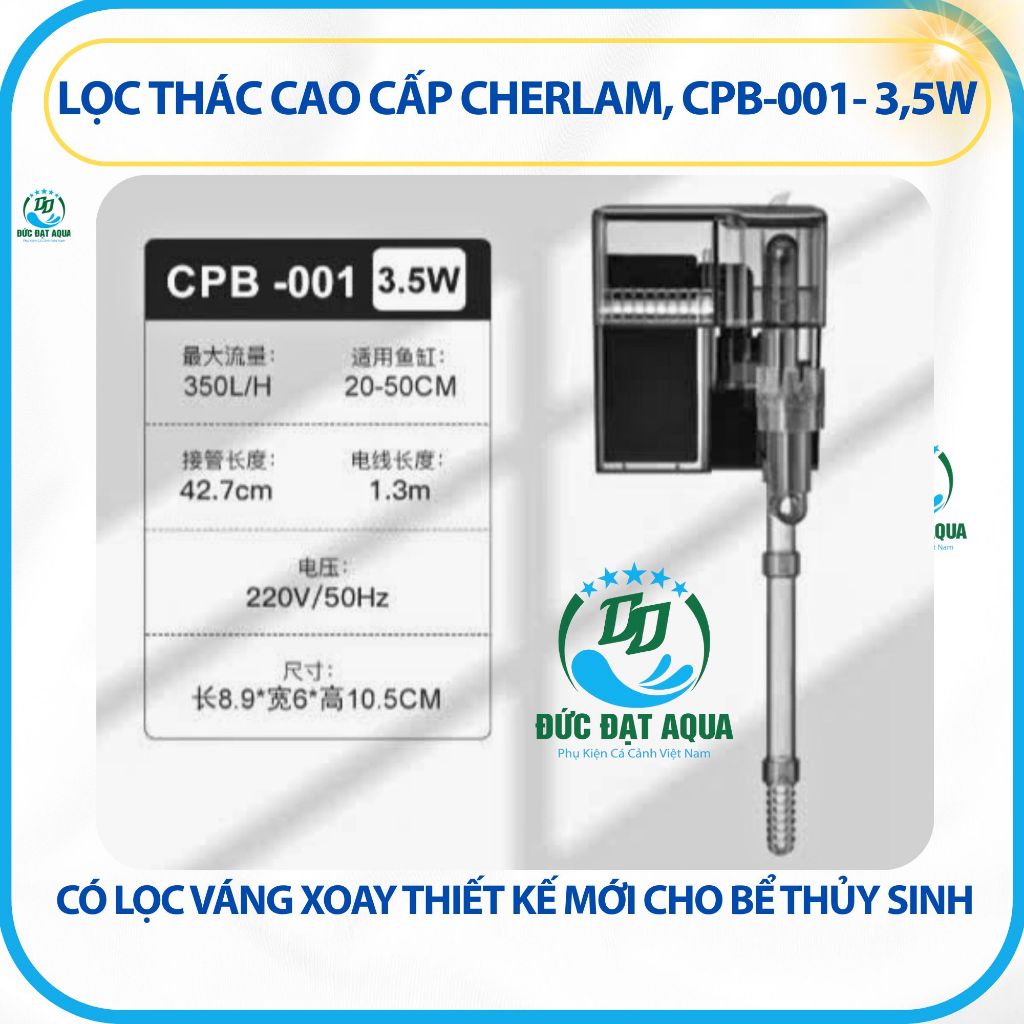 Lọc thác xoay Cherlam đủ công suất 3.5W - 8W cho bể cá cảnh, thủy sinh 3