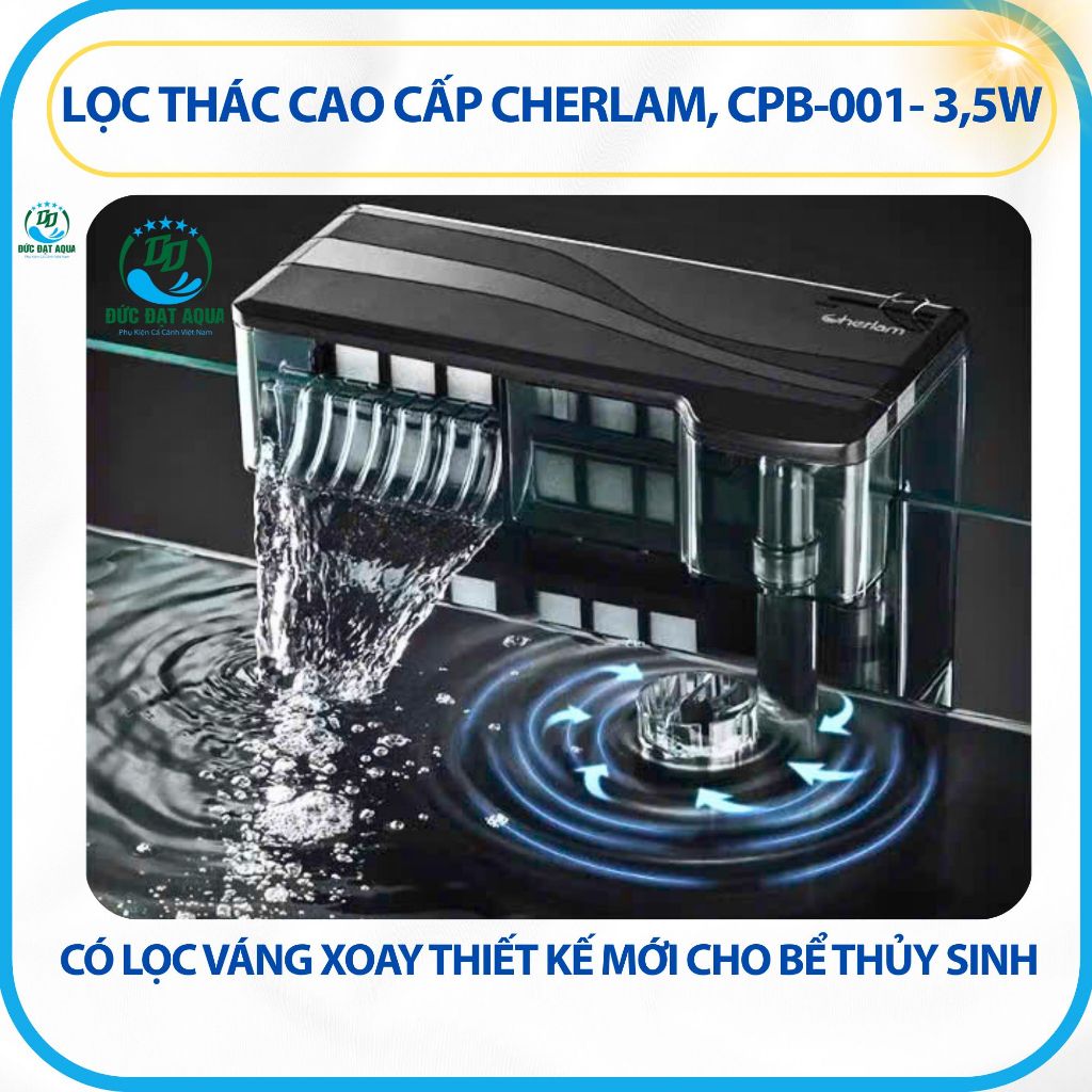Lọc thác xoay Cherlam đủ công suất 3.5W - 8W cho bể cá cảnh, thủy sinh 4
