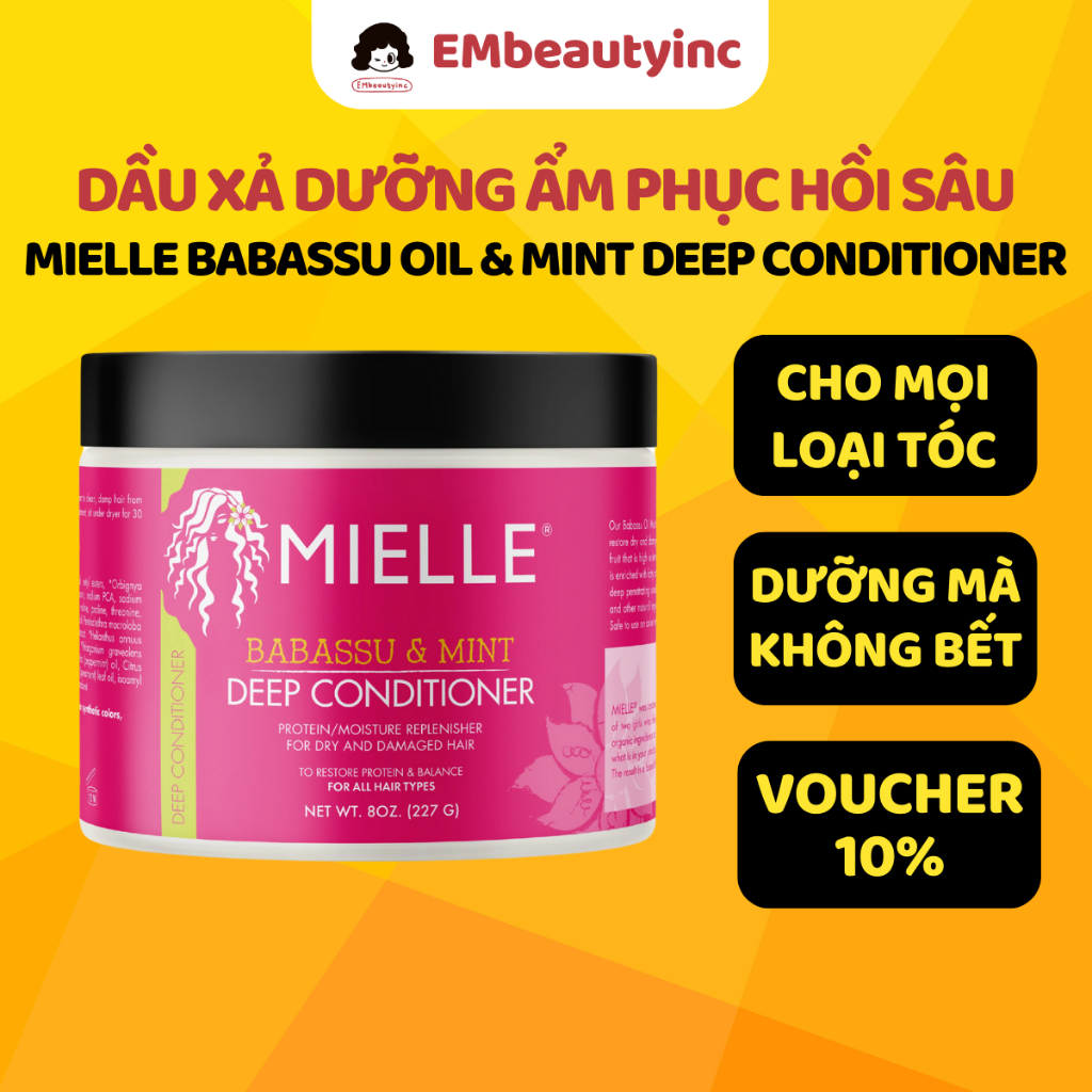 Dầu Xả Dưỡng Ẩm Sâu Mielle Babassu Oil & Mint Deep Conditioner 227g