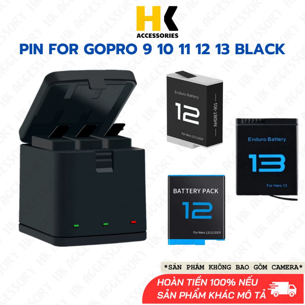 Pin For Gopro 13 12 11 10 9 Black giá rẻ giúp thêm thời gian quay ...
