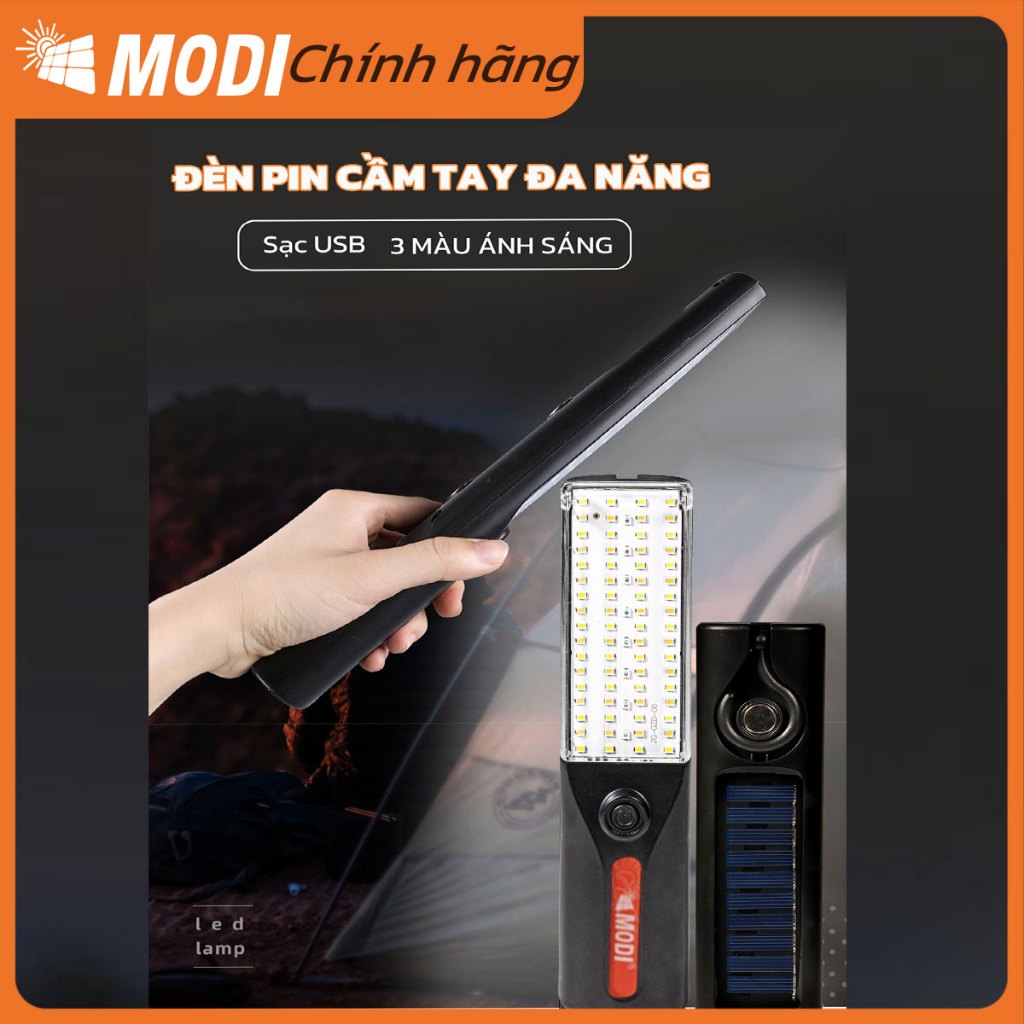 Ảnh Đèn Pin LED Cầm Tay Cao Cấp MODI SOLAR, Đèn Pin Led  Năng Lượng Mặt Trời Đa Năng Tiện Lợi 1