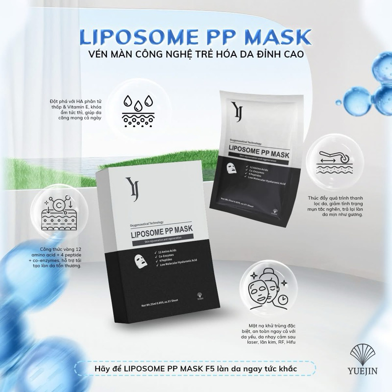 1 hộp 10 miếng Mặt nạ Yuejin Liposome PP Mask (ĐEN) 25ml hạn 2028 IS232