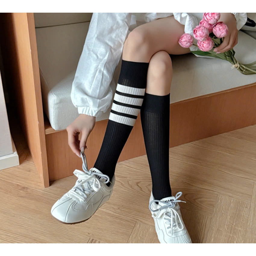 Vớ Tất nữ siêu cao kẻ 4 thanh phong cách dễ thương và xinh xắn