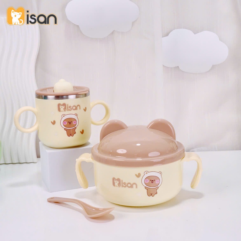Ảnh Combo Bát ăn dặm kèm thìa và Cốc ăn dặm giữ nhiệt KidAndMom Misan cao cấp cho bé 3