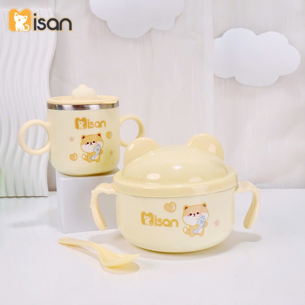 Ảnh Combo Bát ăn dặm kèm thìa và Cốc ăn dặm giữ nhiệt KidAndMom Misan cao cấp cho bé 4