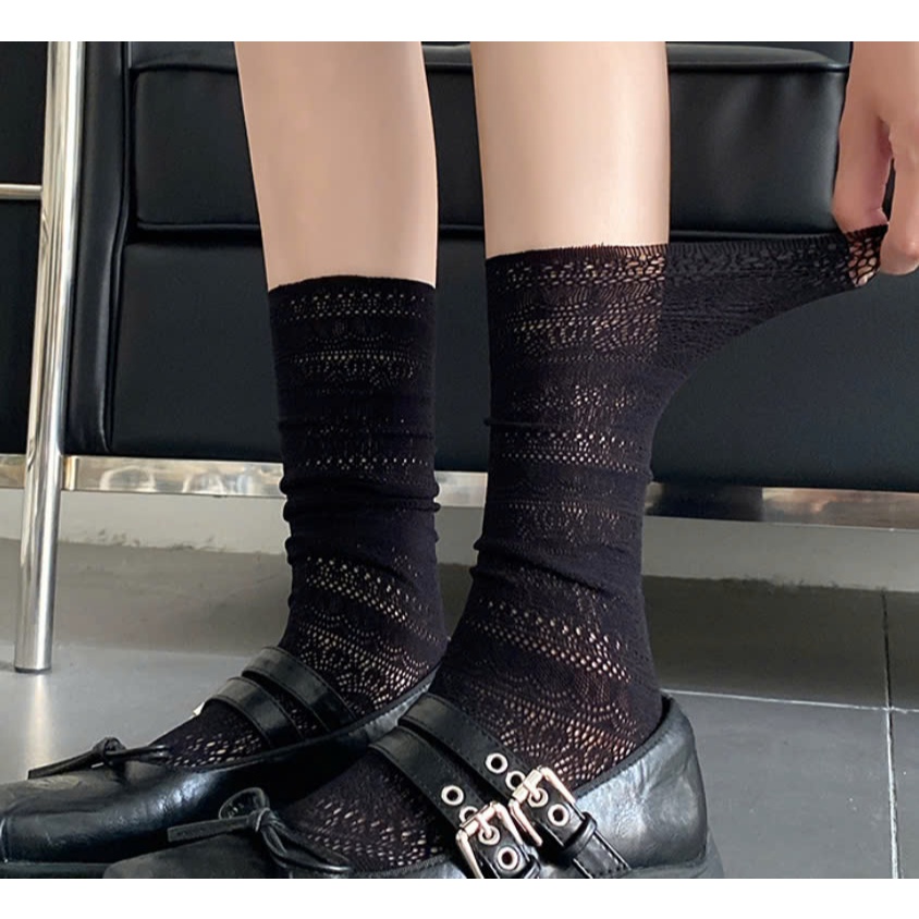 Vớ Tất nữ loại ren mỏng 4 màu phong cách dễ thương và xinh xắn