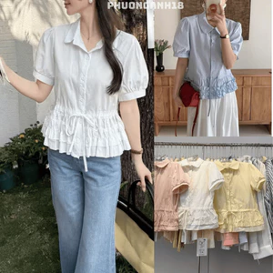 Áo Sơ mi cộc tay tầng bèo hàng QC